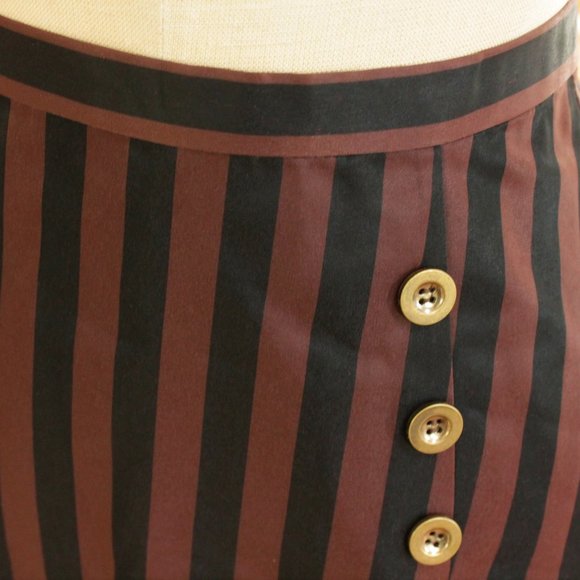 New Ruffle and Stripe Skirt Brown Black Gothic Victorian Steampunk S L - Picture 5 of 9
